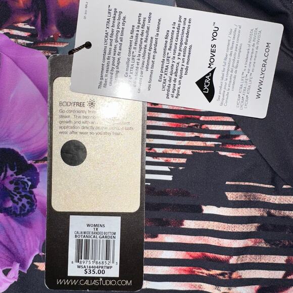 NWT Calia Wide Banded High Rise Swim Bottom in Botanical Garden Size 1X - Picture 4 of 13